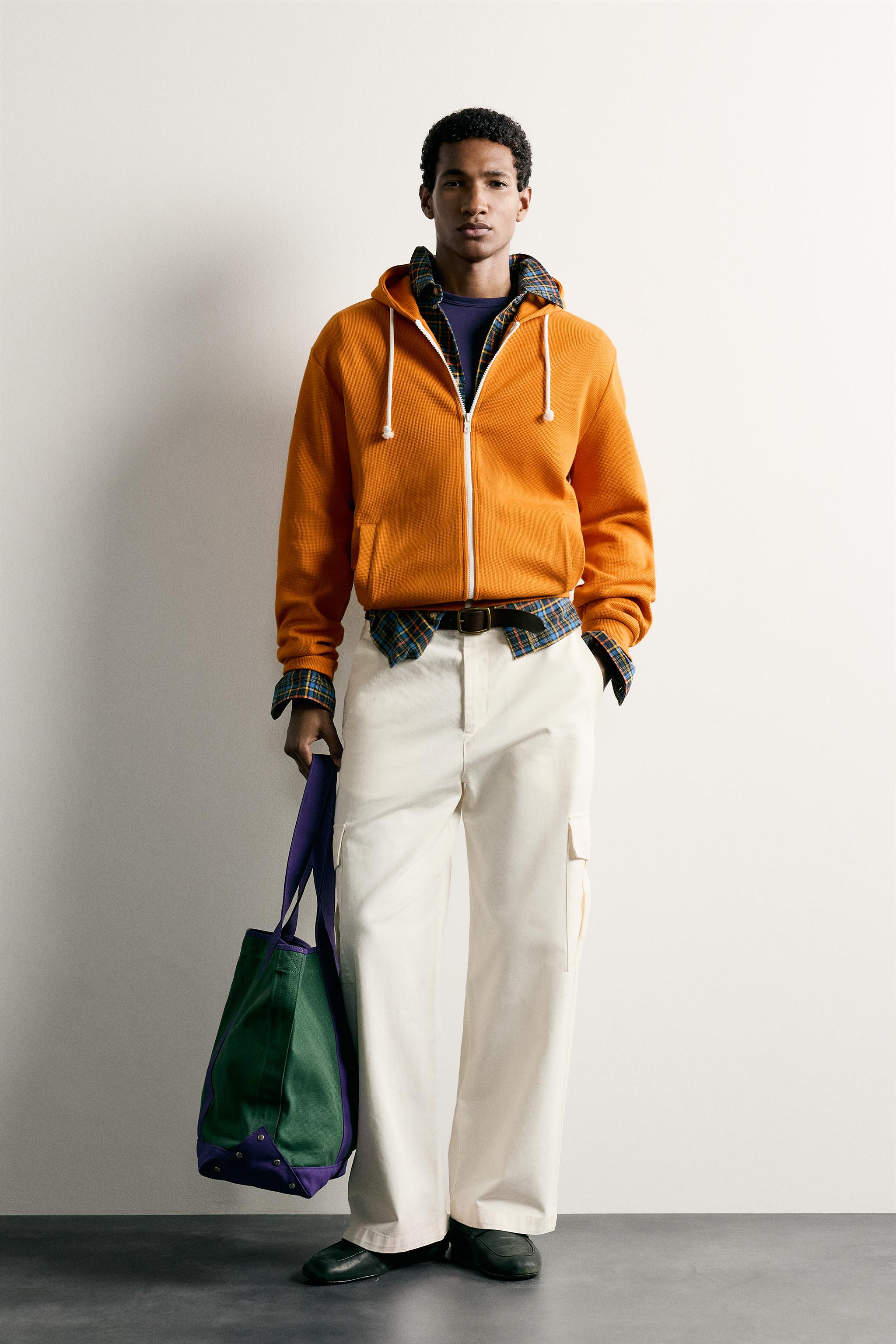 WAFFLE HOODED ZIP SWEATSHIRT